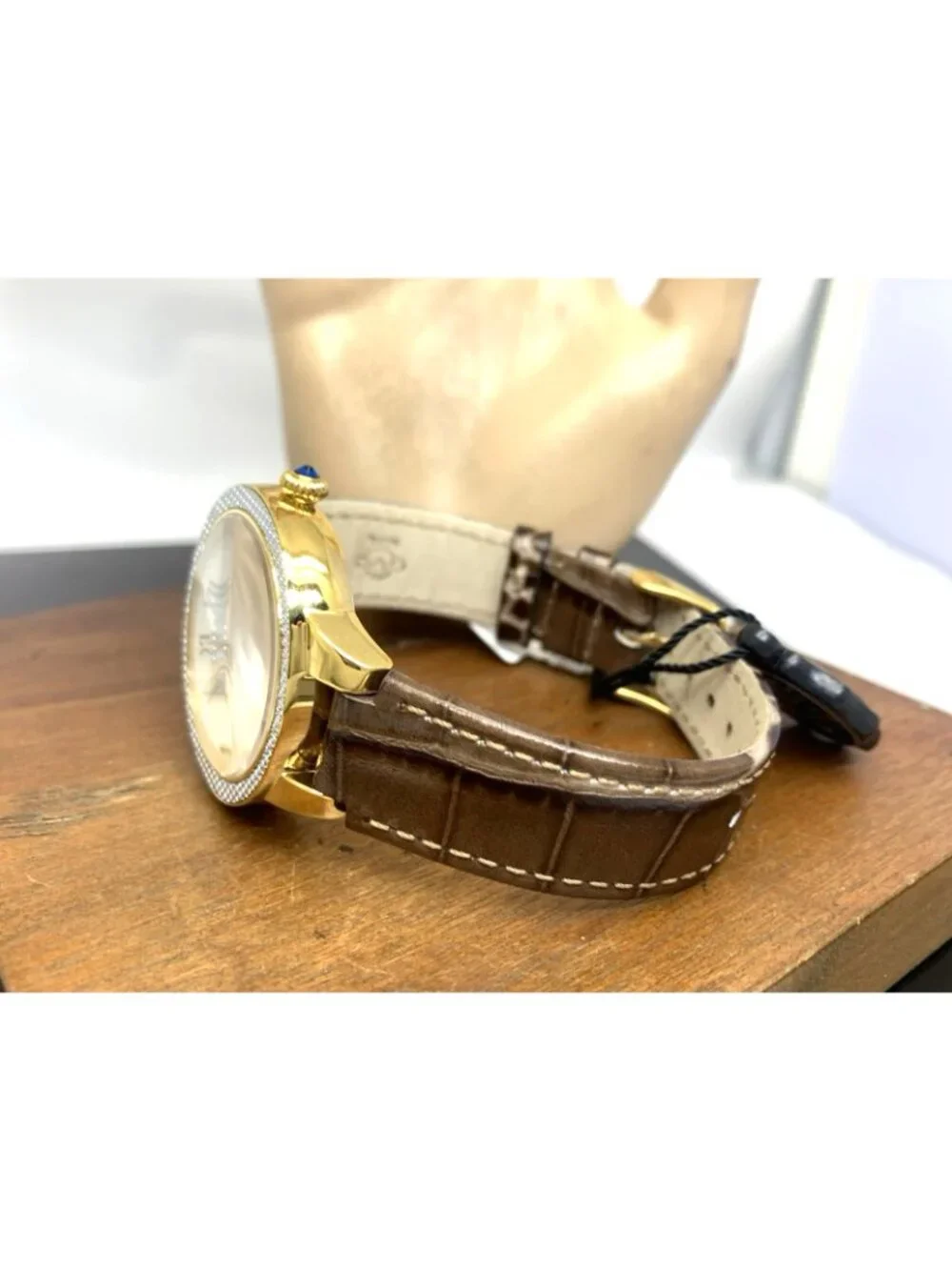 GV2 by Gevril Women's Watch 9142 Swiss Quartz Mother Of Pearl Dial Brown Leather